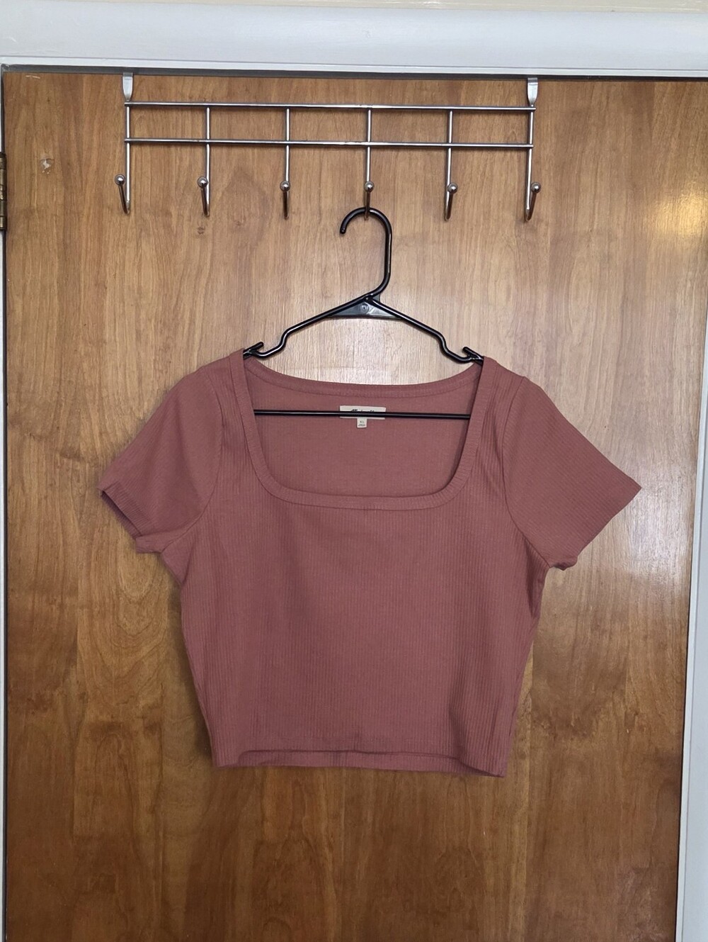 Madewell Ribbed Square-Neck Crop Top - Mauve